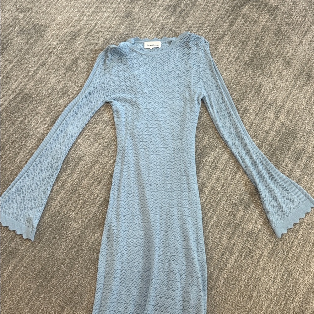 Heartloom Monroe Maxi Dress Blue Pointelle Knit Size M Worn Once - Picture 3 of 10